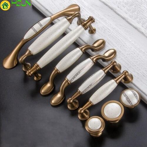 Door Antique Handles Ceramic Furniture Knobs and Handles for Kitchen Cabinet Cupboards Drawer Pulls Concise Drawer Handles