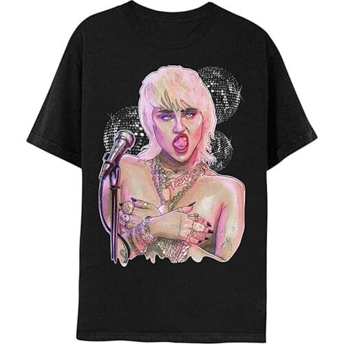 M.iley C.yrus Mid.Night S.ky Di.SCO Short Sleeve Tee Cool Graphic T Shirts Funny Cute Tees Tshirt Black