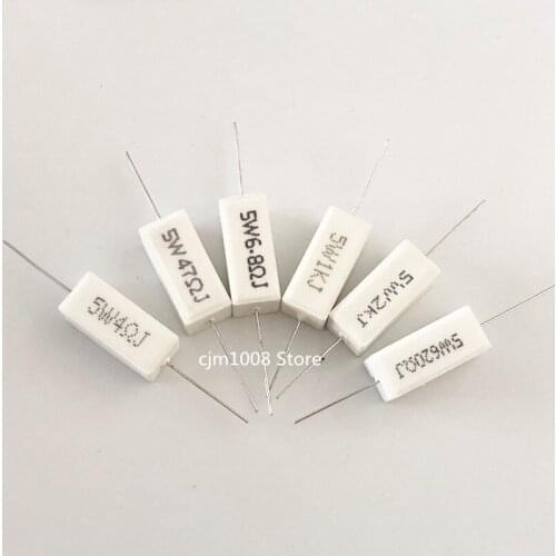 10PCS RX27 Horizontal cement resistance SQP 5W 1K 1.2K 1.5K 1.8K 2K 2.2K 2.4K 2.5K 2.7K 3K 3.3K 3.6K 3.9K 4K