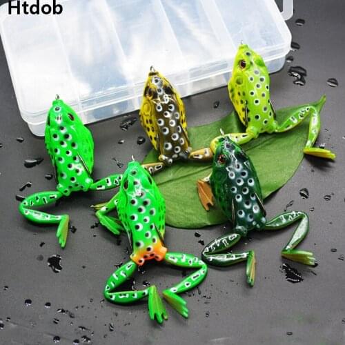 Htdob 5Pcs Live Target Frog Lure 15g Snakehead Lure Topwater Simulation Frog Fishing Lure Soft Bass Bait Artificial lures