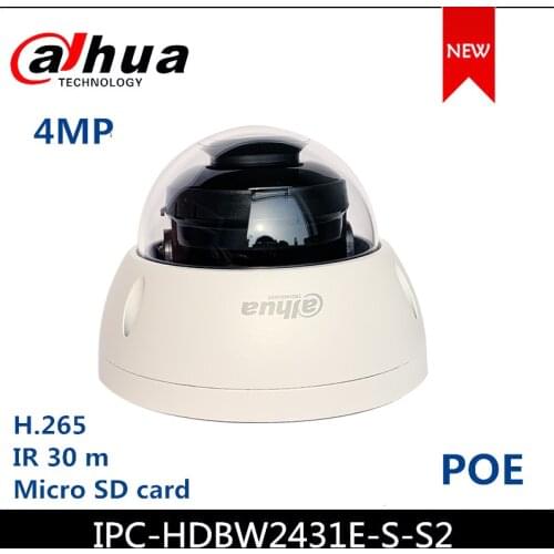 Dahua IP camera IPC-HDBW2431E-S-S2 4MP IR Mini Dome Network Camera support POE starlight Upgraded version of IPC-HDBW1431E