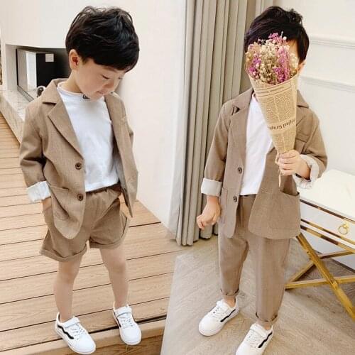 Suit for Boy Set Suits for Weddings Costume Infant Children Single Breasted Blazer Jacket+Pants Party 2pcs Kids Suit 24M-8T