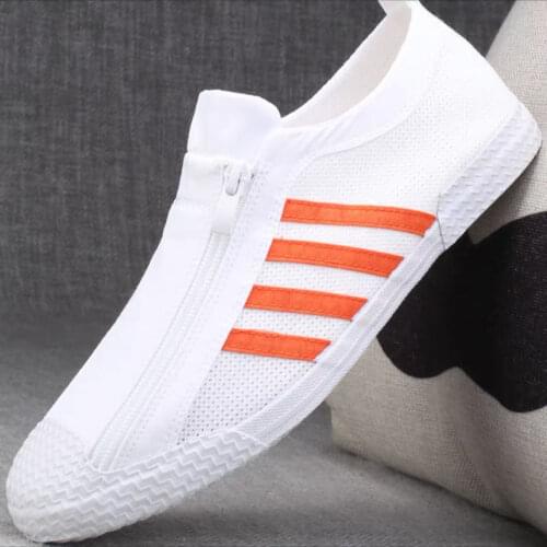 Small White New Thin Mens Casual Shoes Summer Breathable Mens Casual Sneakers Printed Mens Flat Shoes