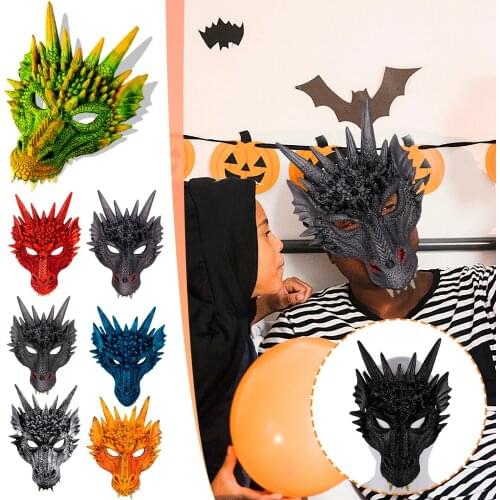 Adult Half Face Mask Colorful 4D Dragon Mask For Unisex Halloween Ghost Masks Costume Cosplay Party Accessories Mascarillas