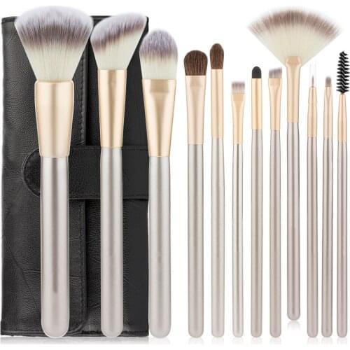 12 Pieces Makeup Brushes Set Soft hair Cosmetic Make Up kits Foundation Powder Blush lip Eyeliner Brush with Bag Make up tools