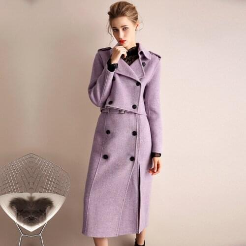 2021 New Style Lady Fashion Wool Coats Winter Autumn Top Quality Wool Set Skirt Cashmere Bottom S8722