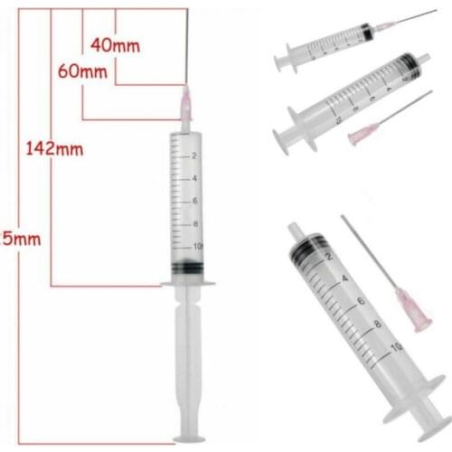 2/5/10pcs Disposable Plastic Industry Syringe 10ml With Needles Sterile Injector Liquids Mixing Adhesives Glue Soldering