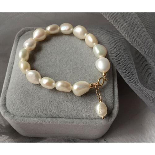 Wholesale Natural Freshwater Pearl White 8-10MM Irregular Pearl Bracelet