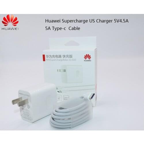 Huawei USB Charger Wall Travel SuperCharge Fast 100% Original 5V4.5A 5A USB Type C Cable P20 Pro Lite P10 P9 Plus Mate10 Mate9