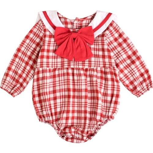 Sanlutoz Autumn Fashion Infants Girls Clothing Plaid Toddler Girls Bodysuits Long Sleeve Princess