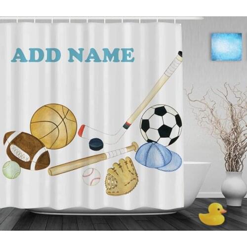 Personalized Sports Shower Curtain Baseball Football Basketball Decor Bathroom Curtains Polyester Fabric CafeTime