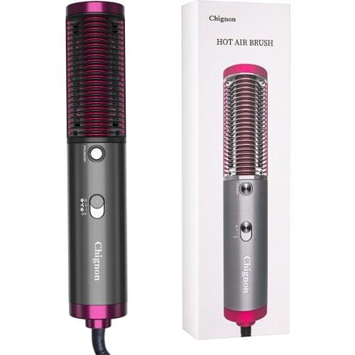 Negative Ion Hot Air Brush Hair Dryer and Straightening Curling Comb 2 in 1 30s Fast Heating Professional Salon Styling Tool