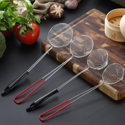 Stainless Steel Wire Drain Scoop Hot Pot Drain Scoop Drain Oil Spill Scoop Noodles Scoop Powder Spoon Kitchen Supplies