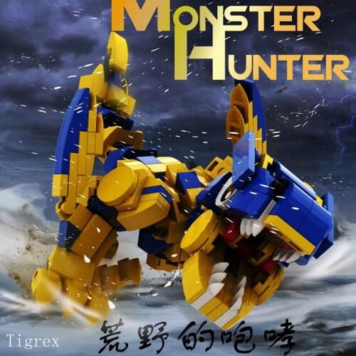 PS4/XBOXONE Monster Hunter Q Version Tigrex Blocks DIY Model Speelgoed MINI Blocks TOY Action Figure Speelgoed Voor Kinderen