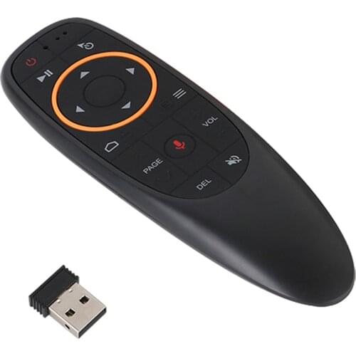 G10 2.4GHz Wireless Remote Control with USB Receiver Voice Control for Android TV Box PC Laptop Notebook Smart TV Black