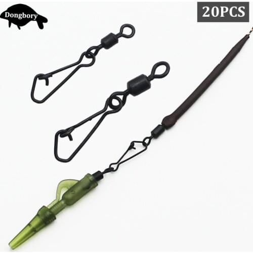 20PCS Carp Fishing Accessories Snap Link Swivels Hook Snap Swivels Hook Bait Connectors for Carp Fishing Rigs Making Tackle Tool
