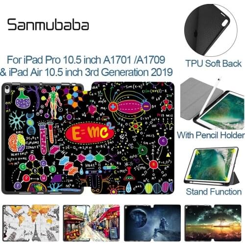 Sanmubaba Case For iPad Pro Air 10.5 inch 3rd Gen With Pencil Holder TPU Soft Back+PU Leather Flip Stand funda Smart Tablet Case
