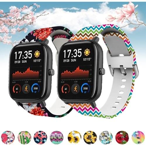 Printing Silicone Straps for Huami Amazfit GTS/Amazfit Bip Soft Sport Watch Strap for Amazfit GTR 2/Amazfit Stratos 3 2 bracelet