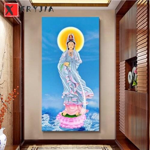 Rhinestone painting Avalokitesvara and the lotus throne stitch cross diamond painting mosaic diamond full drill home decoration