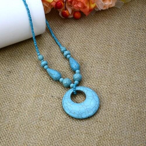 Spring summer holiday fashion jewelry! Handmade blue natural semi-precious stone necklace women gifts N15538