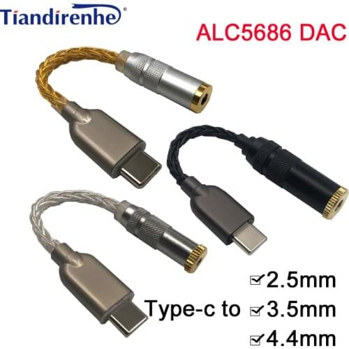 High purity single crystal copper cable Type-C To 2.5/3.5/4.4mm ALC5686 DAC HiFi Digital Audio Decoding For Huawei mate20 30pro