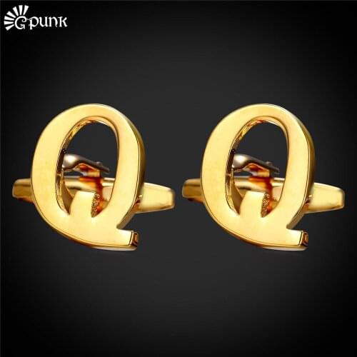 Cuff Links Letter S To Z Pattern Cufflinks Mens French Nail Sleeve Shirt Cuff Links Wholesale yellow Gold/ color C2047G