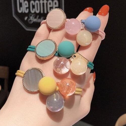 Women Elegant Pearls Geometric Elastic Hair Bands Ponytail Holder Sweet Scrunchie Rubber Bands Headband Fashion Hair Accessories