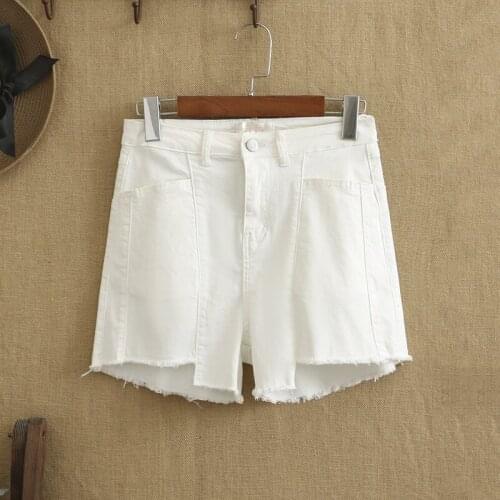 Plus Size Pants For Women Cotton Denim Asymmetrical Stitching Of Pant Leg Rough Edge Short Jeans Oversize Summer Leggings Jeans