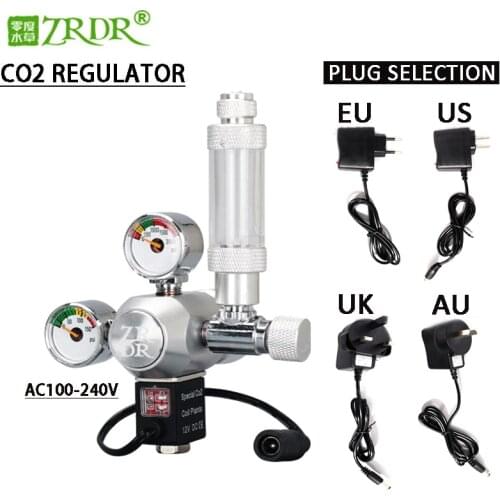 ZRDR DIY aquarium CO2 regulator, solenoid valve kit with bubble counter, CO2 control system for aquatic plant growth AC110-220V