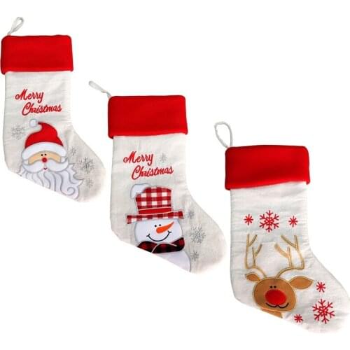 12 Pcs Christmas Stockings Santa,Snowman,Reindeer Xmas Character Decorations Party Accessory New Year Candy Bag Wholesale X2