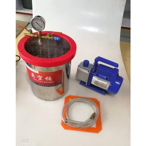 2 Gallons 8LStainless Steel Vacuum Degassing Chamber 220V RS-1 Rotary Vane Vacuum Pump, Defoaming Barrel for Epoxy Resin AB Glue