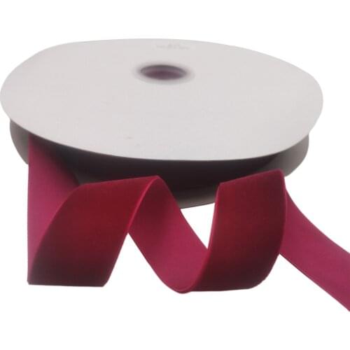 25MM X 25Yards Nylon Wine Velvet Ribbon Single Face for Handmade Gift Bouquet Wrapping Home Party Decoration Christmas