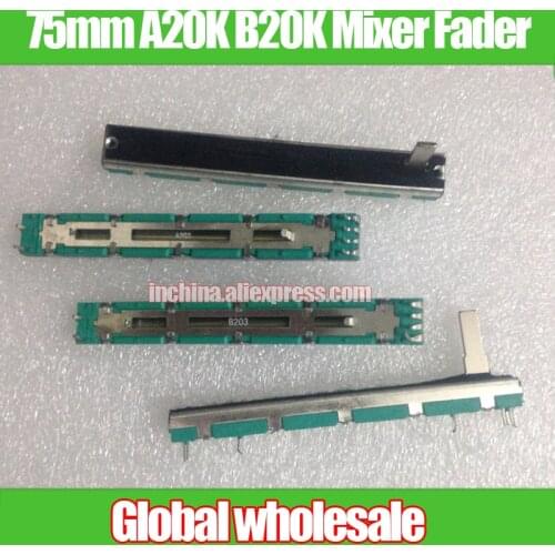5pcs Dual Straight Slip Potentiometer A20K B20K Mixer Double channel Fader for Yamaha behringer Soundcraft