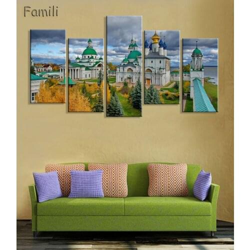5Pieces Wall Art Real 2017 New High Quality Russia building Art Prints Canvas Painting By City Picture Oil Style No Unframedless