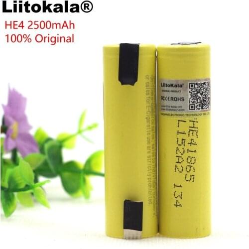 New liitokala Original 3.7 V 18650 he4 2500 mAh battery 20A 30A discharge electronic special lithium battery+Nickel (welding)