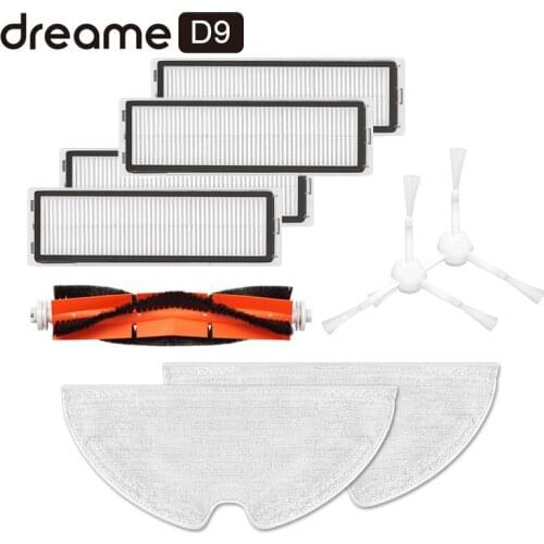 9 Pack Dreame D9 Robot Vacuum Cleaner Spare Parts Accessories Side Roller HEPA Filter Main brush Mop Cloths Dry Wet Mopping