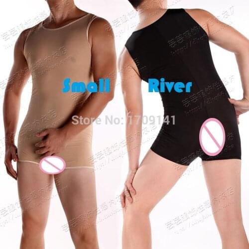 New arrival Transparent super body shaping bodysuit sexy underwear male butt-lifting shaping lingerie o-neck leotard jumpsuit