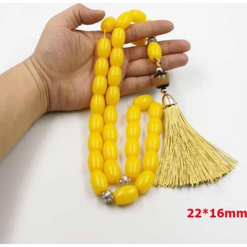 Big size Yellow Resin Tasbih 33 45 66 99 Prayer Beads arab fashion bracelet Kuwait misbaha Mans Islam Muslim gift rosary