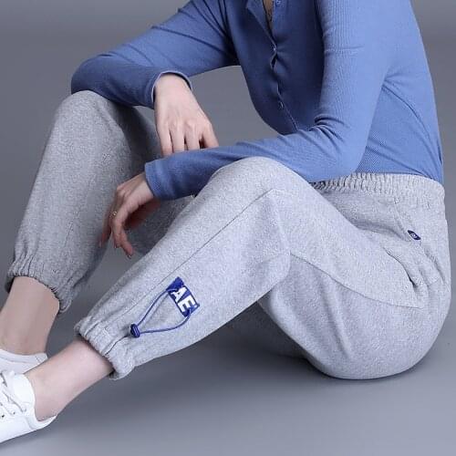 Moeroshe Solid color lace up womens Harlem pants Casual sports loose home pants Street pink polyester pants new summer 2021