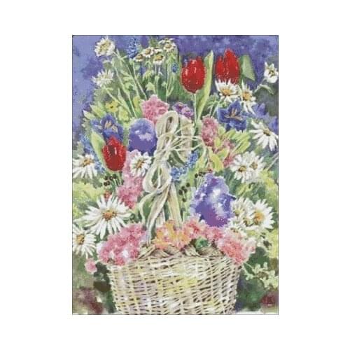 FIORI 126 flower basket full of flowers Counted Cross Stitch Kit Cross stitch RS cotton with cross stitch Magazine money
