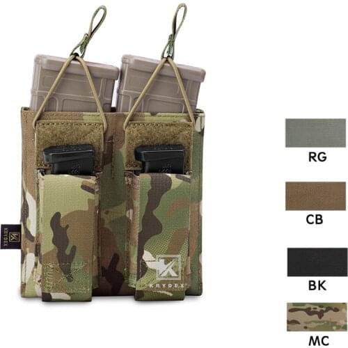 KRYDEX PALS Open Top Double Magazine Pouch For Rifle & Pistol 5.56.223 Tactical Airsoft MOLLE / PALS Holster Magazine Pouch