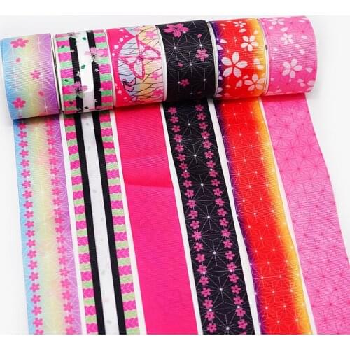 50 Yards kimetsu no yaiba Double Side Printed Grosgrain Ribbon 49908