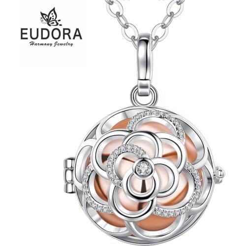 EUDORA Urn Cremation Pendant 14mm Bloom Flower Opened Cage Locket Ash Holder Keepsake Capsule Necklace Hollow Ball DIY Jewelry