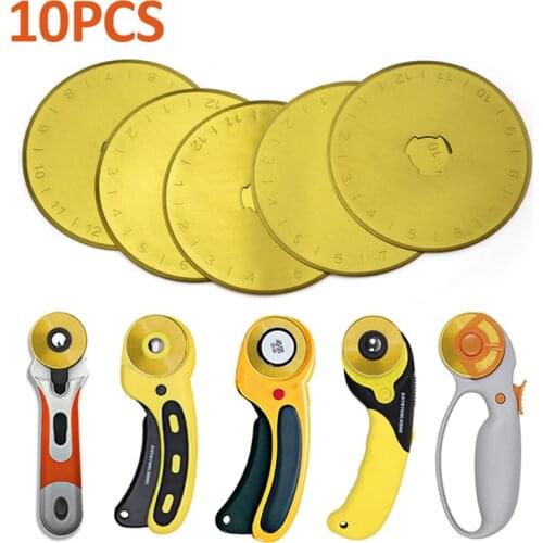 10pcs Golden Titanium Coated Rotary Cutter Blades 45mm Leather Craft Cutting Rotary Cutter Blade DIY Sharp Circular Knife Blade