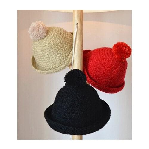 BomHCS Cute Women Winter Autumn Thick Handmade Knitted Hat Spire Folding Witch Knit Beanie Cap Fashion