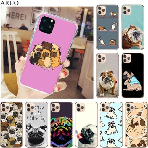 Cute English Bulldog Phone Case For iphone 12 11 Pro XS MAX 7 8 6s Plus X XR SE2020 5s 12mini Clear Silicone TPU Soft Back Cover