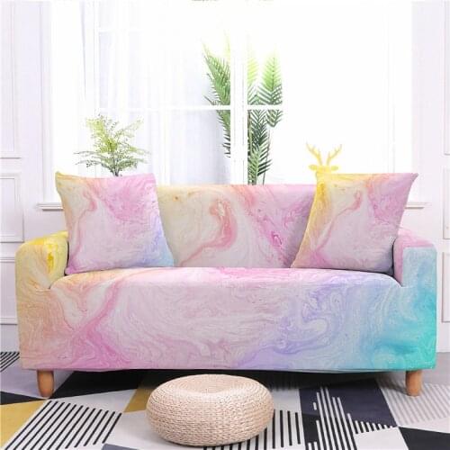Marble Pattern Elastic Sofa Cover for Living Room Rainbow Loveseat Sofa Slipcover Sectional Couch Cover Washable Sofa Set