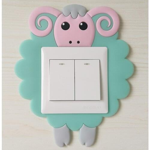 Cartoon Sheep Switch Sticker Home Decoration Acessories Night Light Dust Protective Cover Kid Room Bedroom Living Room Art Decal