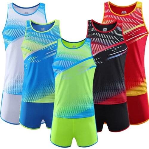 Men Women Track and Field Sets Mens Gym Jogging Suit Exercise Sports Clothing Marathon Vest+Shorts Running Set Training Uniform