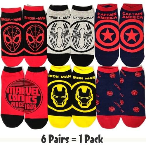 5/6 Pairs/Pack Comics Heroes General Socks Cartoon Casual Mens Socks